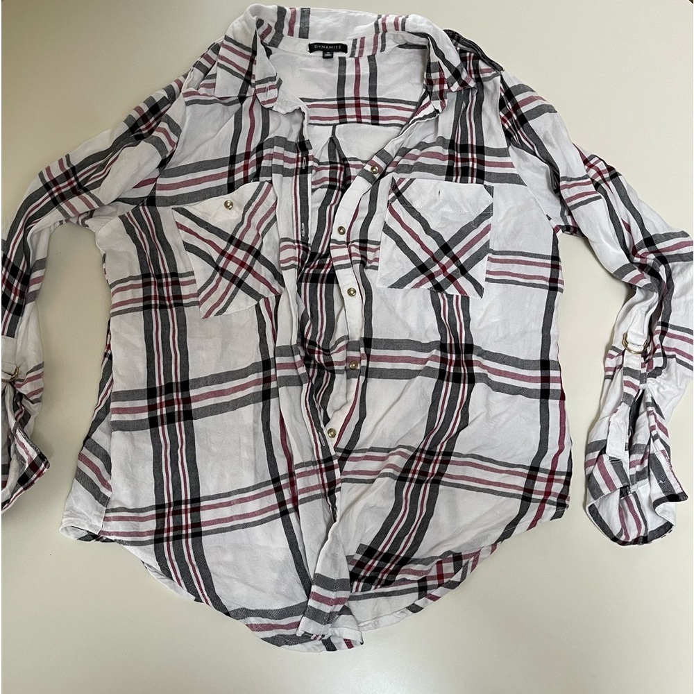white plaid shirt